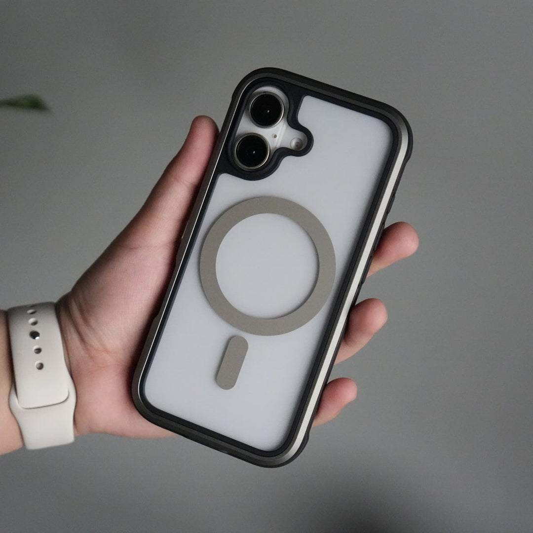 FRATO iPhone 17 Series Gray iPhone 17 Military Grade Durable Aluminum Frame MagSafe Case | Anti-Yellowing Technology Case