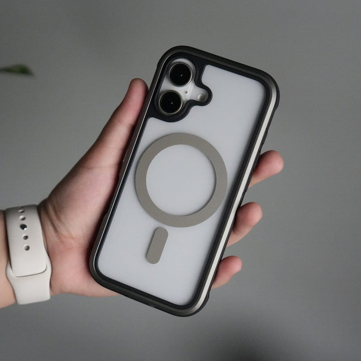 FRATO iPhone 17 Series Gray iPhone 17 Military Grade Durable Aluminum Frame MagSafe Case | Anti-Yellowing Technology Case