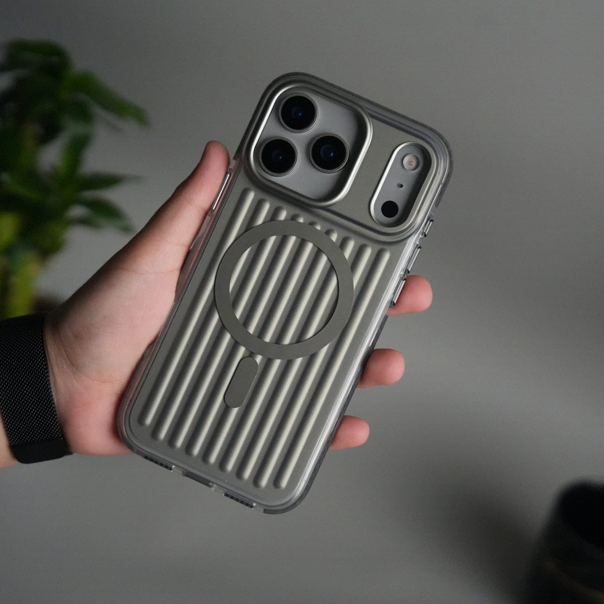 Suitcase MagSafe Max Pro 17 iPhone グレー スレート ケース MagSafe Max Pro 17 iPhone Design Ribbed Shockproof | Case iPhoneアクセサリー