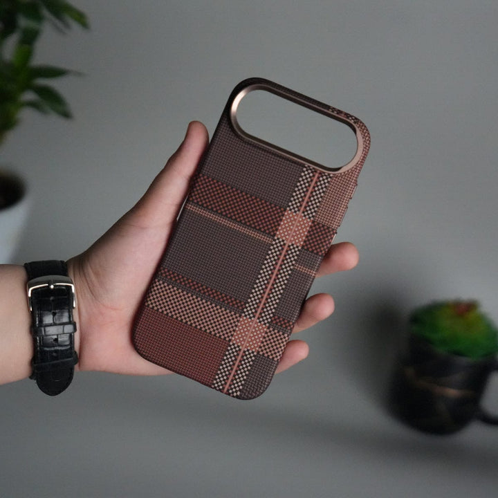 FRATO iPhone 17 Series iPhone 17 Air Carbon Fiber Texture Design Hard Pc MagSafe Case Cover BrownWhite