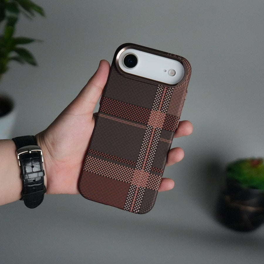 FRATO iPhone 17 Series iPhone 17 Air Carbon Fiber Texture Design Hard Pc MagSafe Case Cover BrownWhite