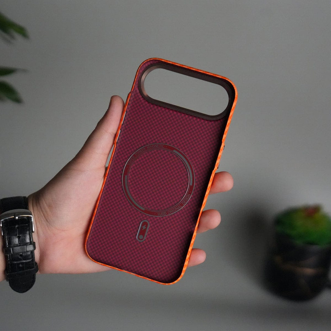 FRATO iPhone 17 Series iPhone 17 Air Carbon Fiber Texture Design Hard Pc MagSafe Case Cover OrangeCarbon