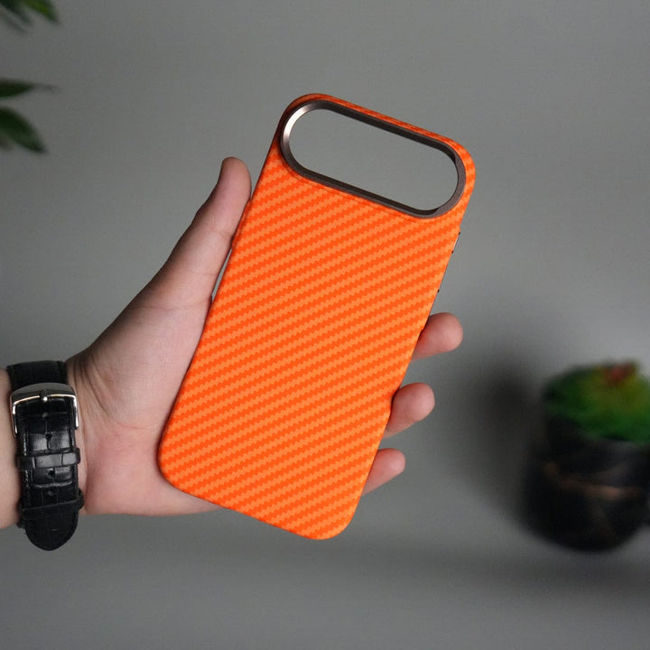 FRATO iPhone 17 Series iPhone 17 Air Carbon Fiber Texture Design Hard Pc MagSafe Case Cover OrangeCarbon