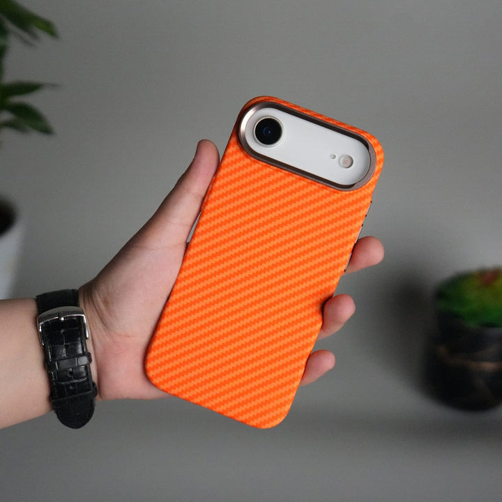 FRATO iPhone 17 Series iPhone 17 Air Carbon Fiber Texture Design Hard Pc MagSafe Case Cover OrangeCarbon