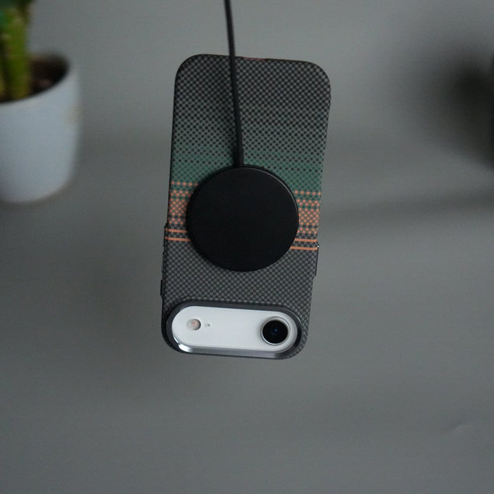 FRATO iPhone 17 Series iPhone 17 Air Carbon Fiber Texture Design Hard Pc MagSafe Case Cover OrangeGreen