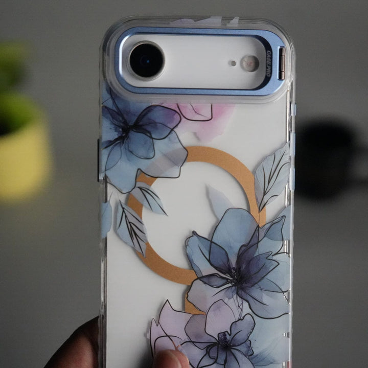 FRATO iPhone 17 Series iPhone 17 Air FloraCrystal Clear Floral Design Case with Color Metal Camera Stand Frame