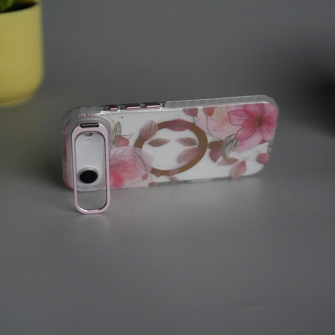 FRATO iPhone 17 Series iPhone 17 Air FloraCrystal Clear Floral Design Case with Color Metal Camera Stand Frame