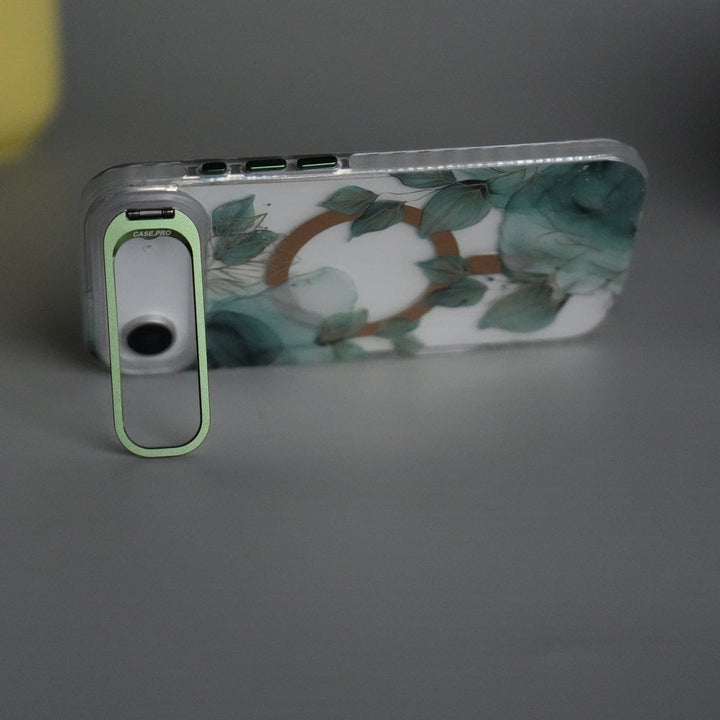 FRATO iPhone 17 Series iPhone 17 Air FloraCrystal Clear Floral Design Case with Color Metal Camera Stand Frame
