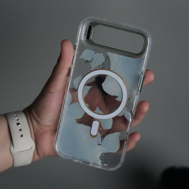FRATO iPhone 17 Series iPhone 17 Air FloraCrystal Clear Floral Design Case with Color Metal Camera Stand Frame