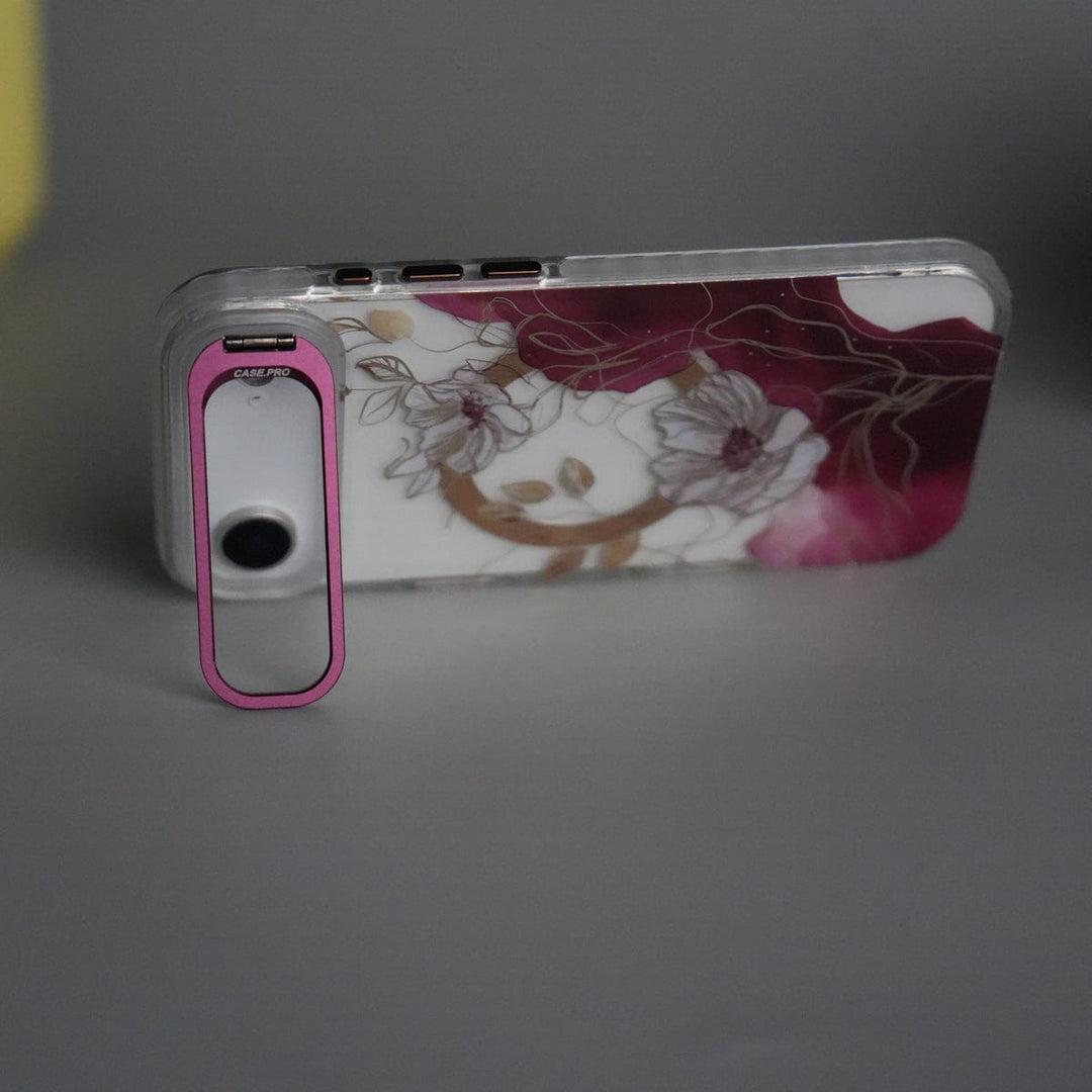 FRATO iPhone 17 Series iPhone 17 Air FloraCrystal Clear Floral Design Case with Color Metal Camera Stand Frame