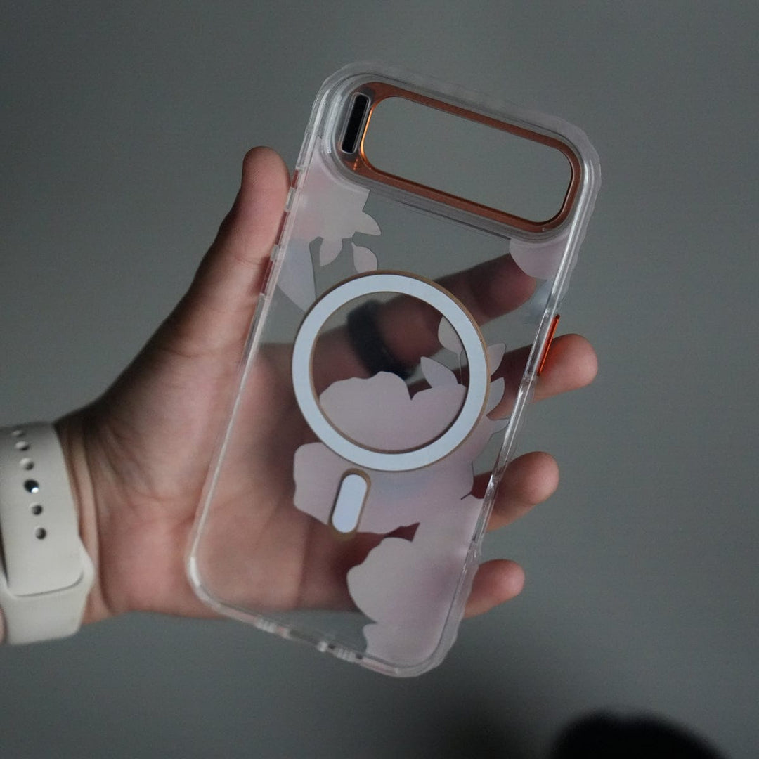 FRATO iPhone 17 Series iPhone 17 Air FloraCrystal Clear Floral Design Case with Color Metal Camera Stand Frame