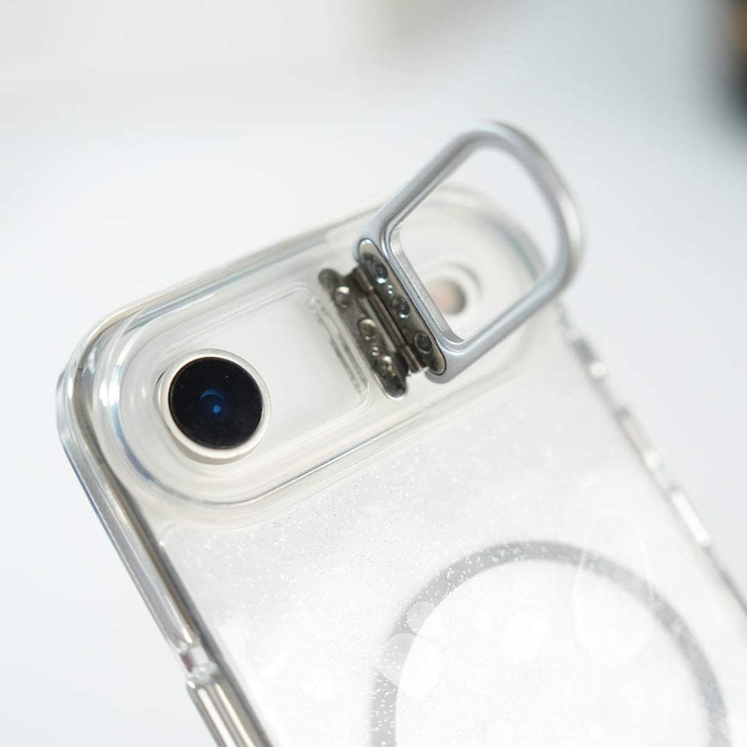 FRATO iPhone 17 Series iPhone 17 Air Glitter Clear MagSafe Case | Metal Kickstand Protective Cover