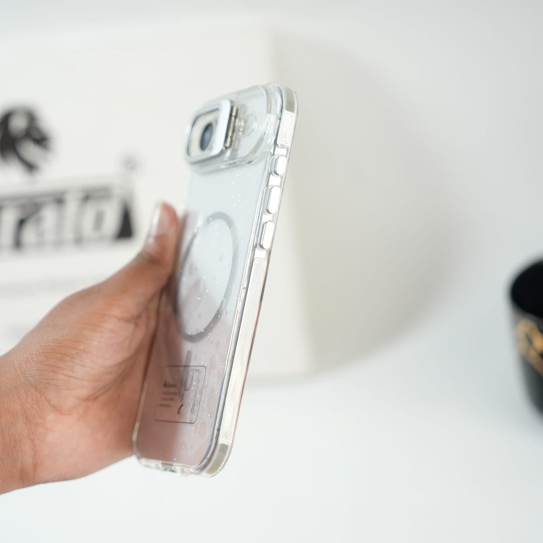 FRATO iPhone 17 Series iPhone 17 Air Glitter Clear MagSafe Case | Metal Kickstand Protective Cover