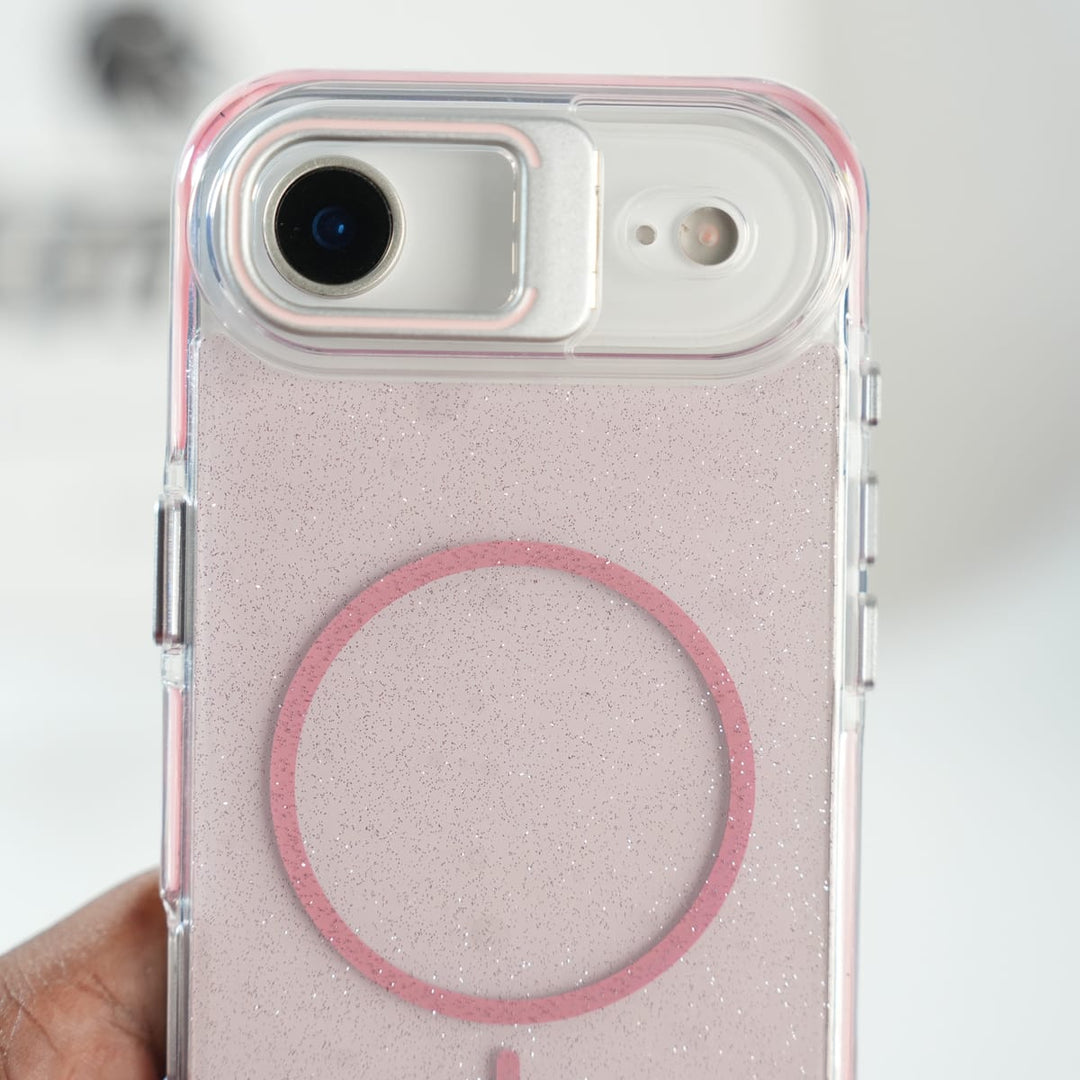 FRATO iPhone 17 Series iPhone 17 Air Glitter Clear MagSafe Case | Metal Kickstand Protective Cover