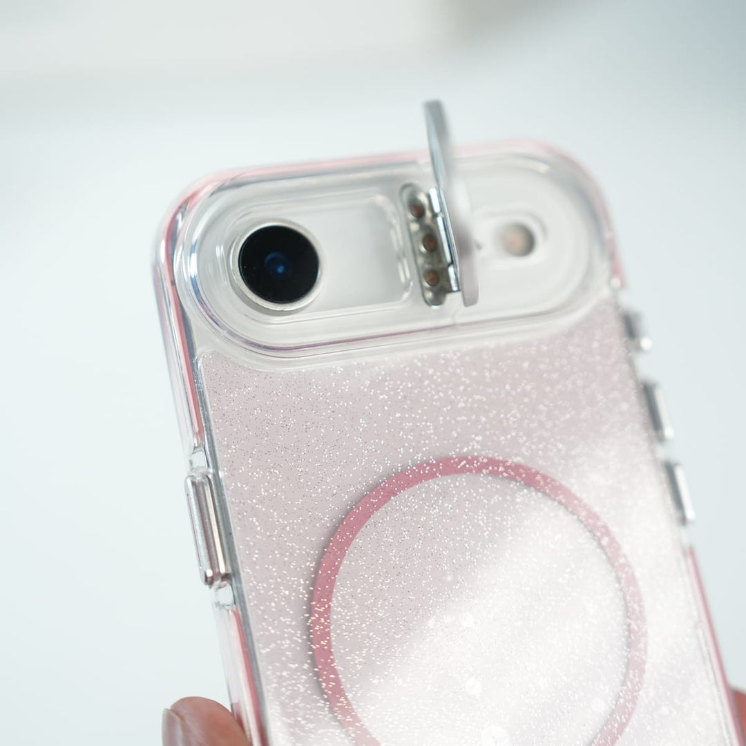 FRATO iPhone 17 Series iPhone 17 Air Glitter Clear MagSafe Case | Metal Kickstand Protective Cover