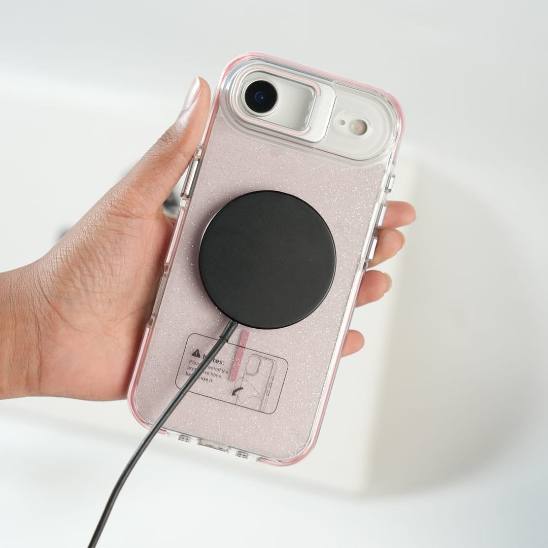 FRATO iPhone 17 Series iPhone 17 Air Glitter Clear MagSafe Case | Metal Kickstand Protective Cover