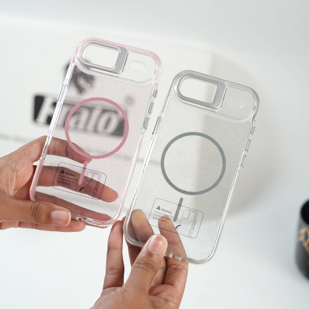 FRATO iPhone 17 Series iPhone 17 Air Glitter Clear MagSafe Case | Metal Kickstand Protective Cover