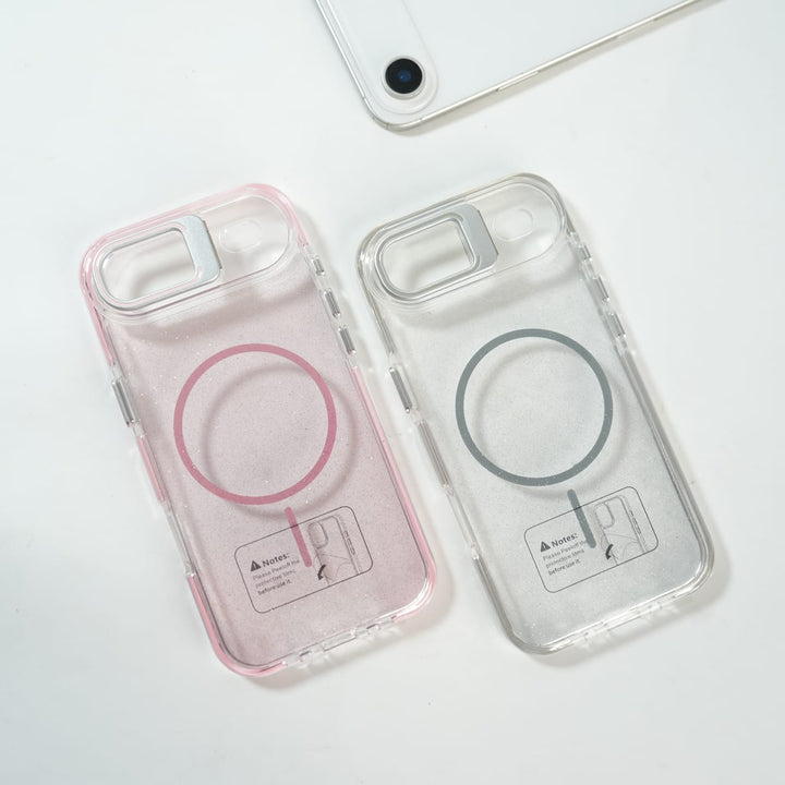 FRATO iPhone 17 Series iPhone 17 Air Glitter Clear MagSafe Case | Metal Kickstand Protective Cover