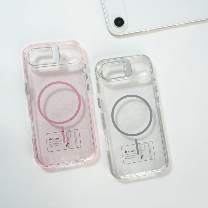 FRATO iPhone 17 Series iPhone 17 Air Glitter Clear MagSafe Case | Metal Kickstand Protective Cover