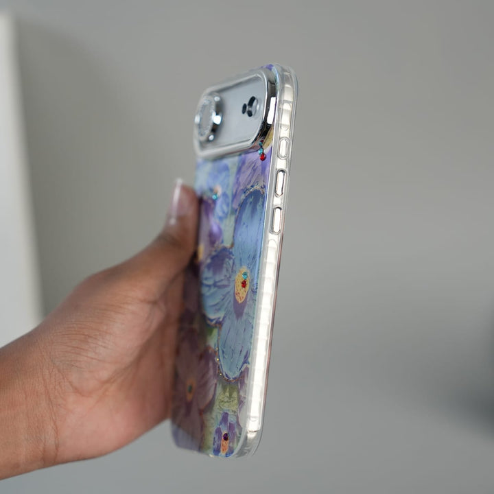 FRATO iPhone 17 Series iPhone 17 Air Luxury 3D Oil Painting Floral Design Glitter Lens Protection Stand Cover