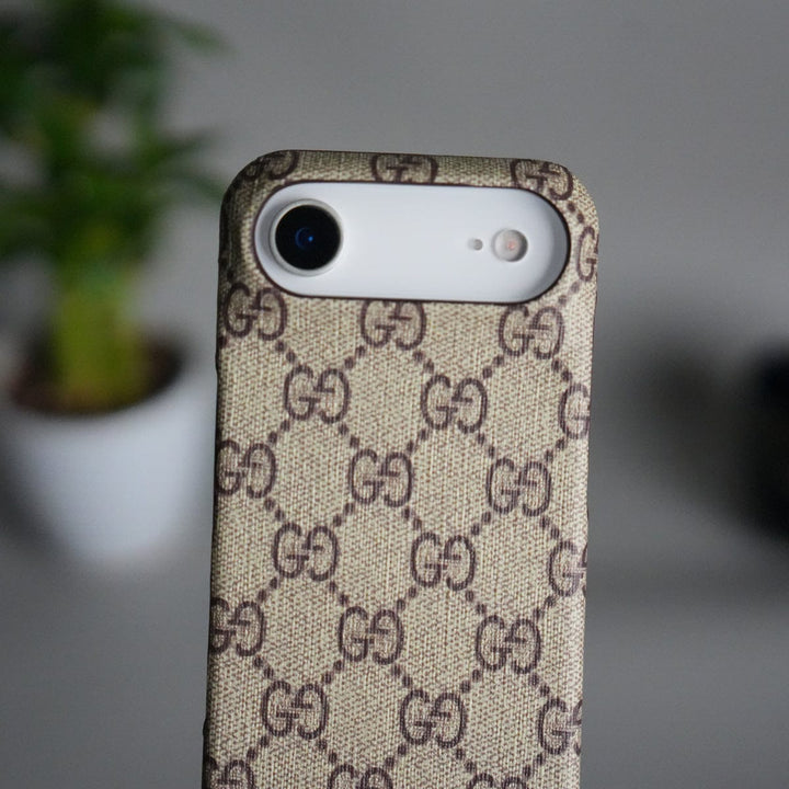 FRATO iPhone 17 Series iPhone 17 Air Luxury GG Pattern PU Leather Case Cover (Beige)