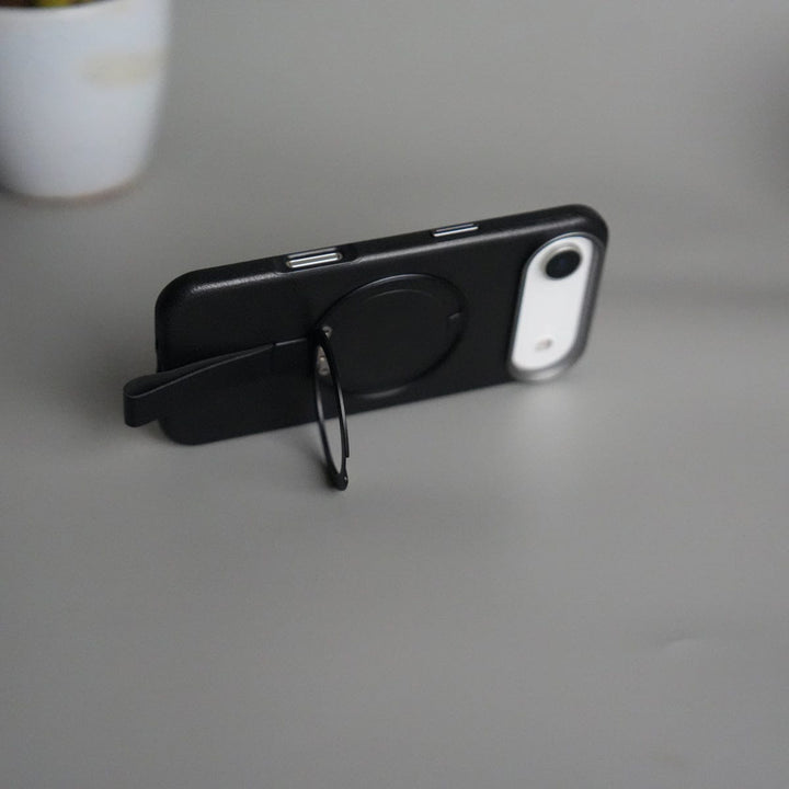 FRATO iPhone 17 Series iPhone 17 Air Luxury Leather MagSafe Case | Metal Ring Stand and Grip Holder Cover