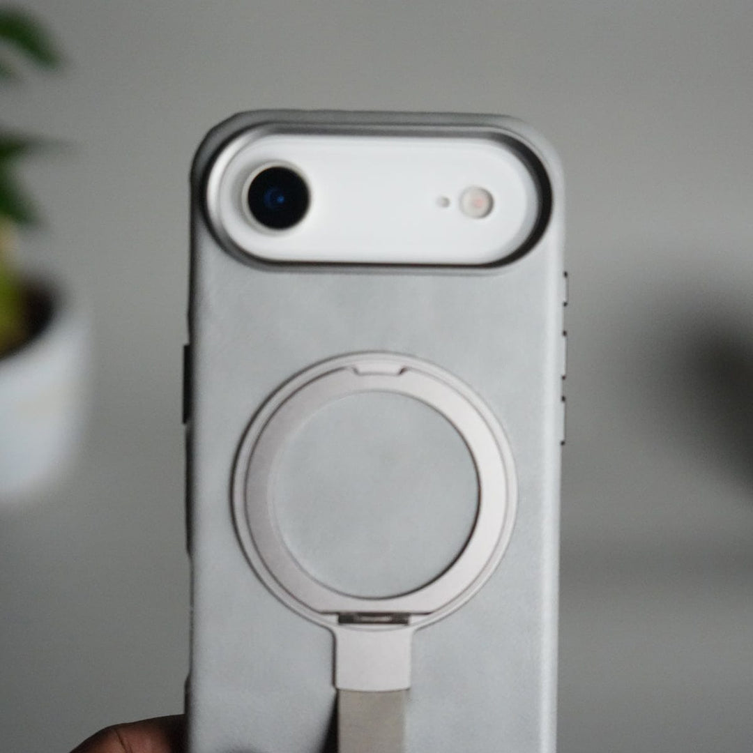 FRATO iPhone 17 Series iPhone 17 Air Luxury Leather MagSafe Case | Metal Ring Stand and Grip Holder Cover