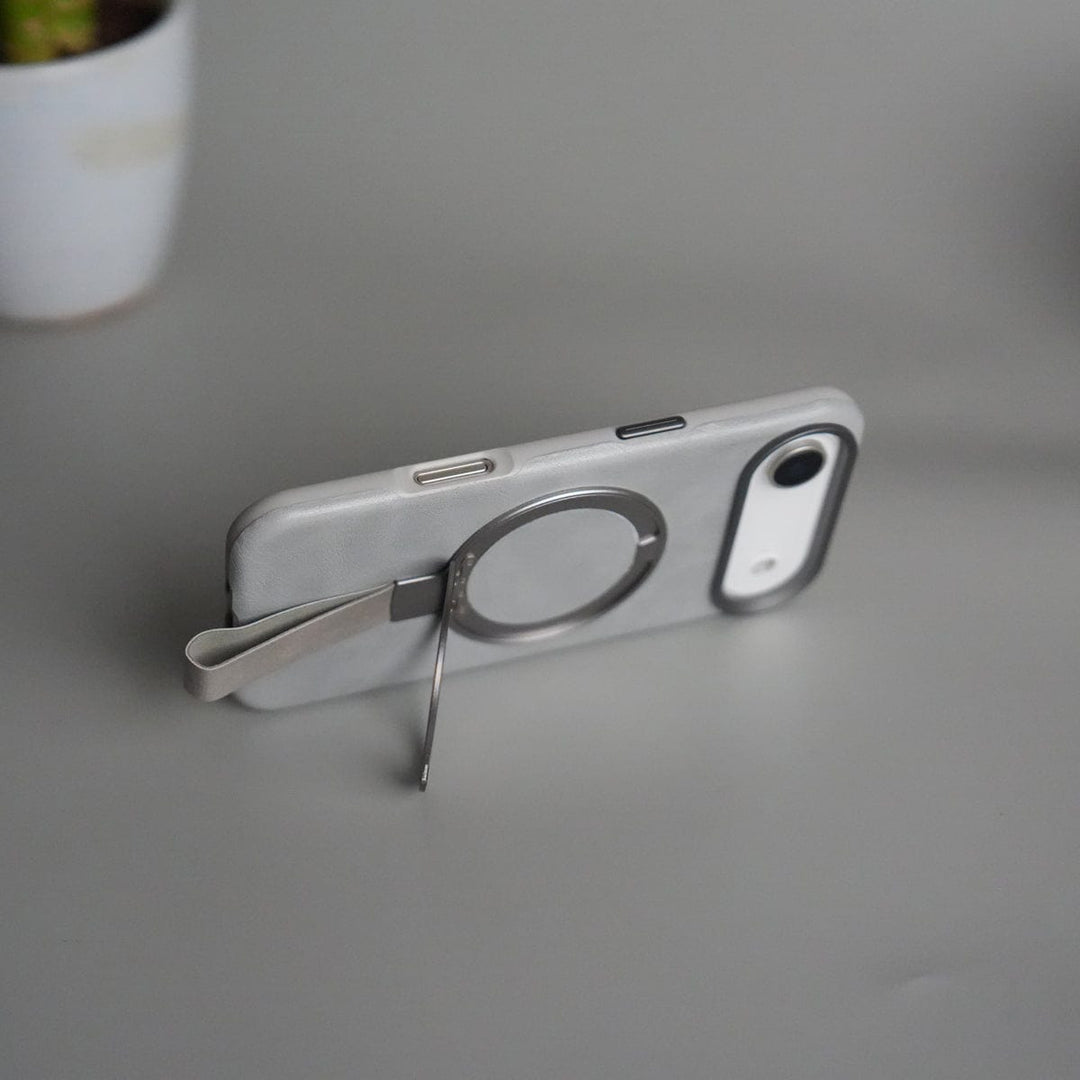 FRATO iPhone 17 Series iPhone 17 Air Luxury Leather MagSafe Case | Metal Ring Stand and Grip Holder Cover