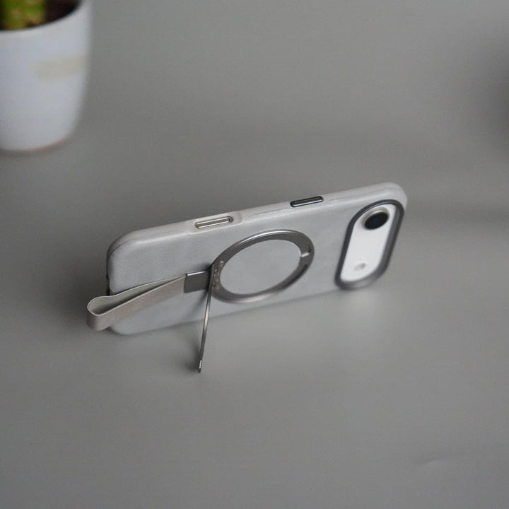 FRATO iPhone 17 Series iPhone 17 Air Luxury Leather MagSafe Case | Metal Ring Stand and Grip Holder Cover
