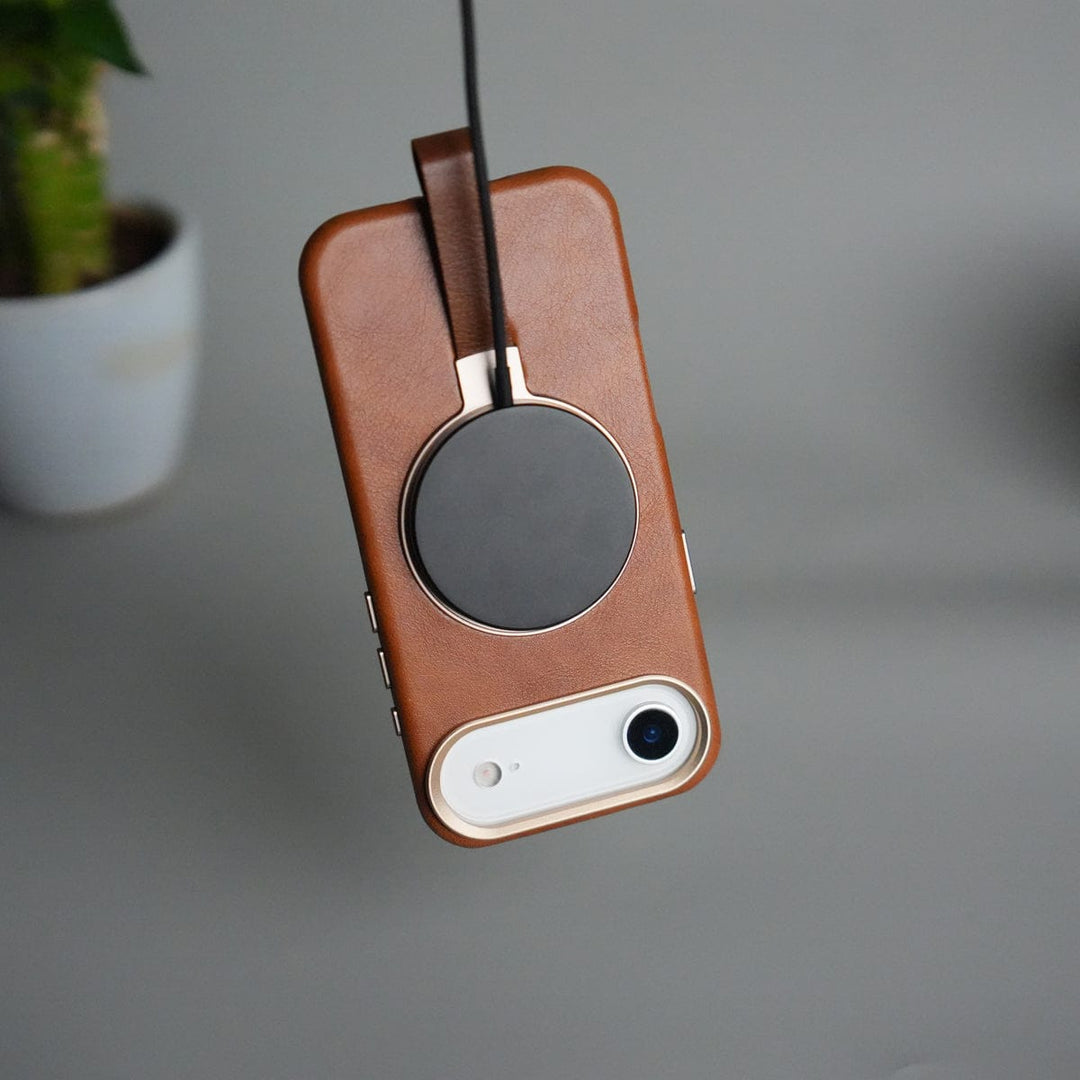 FRATO iPhone 17 Series iPhone 17 Air Luxury Leather MagSafe Case | Metal Ring Stand and Grip Holder Cover