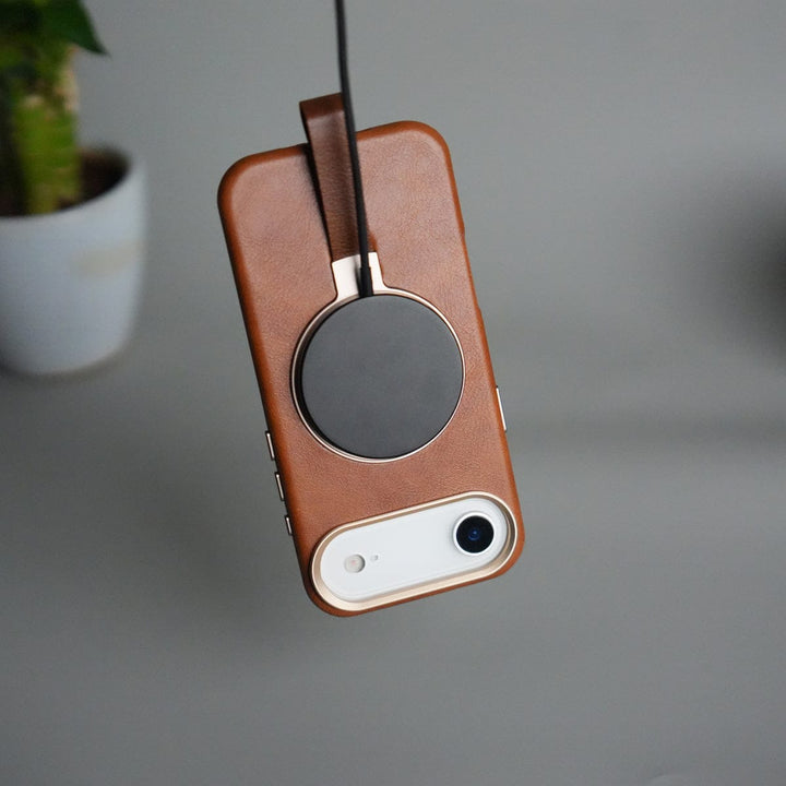 FRATO iPhone 17 Series iPhone 17 Air Luxury Leather MagSafe Case | Metal Ring Stand and Grip Holder Cover