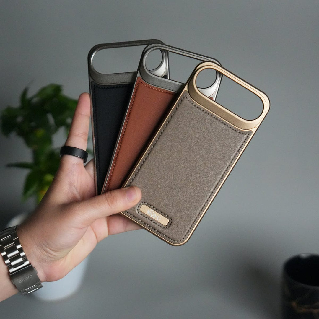 FRATO iPhone 17 Series iPhone 17 Air Premium Metallic AeroFLex Aluminium Stitch Leather MagSafe Case