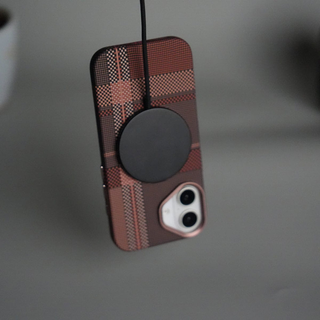 FRATO iPhone 17 Series iPhone 17 Carbon Fiber Texture Design Hard Pc MagSafe Case Cover BrownWhite