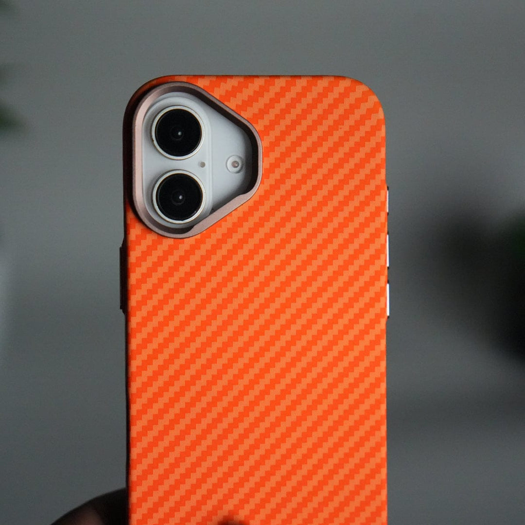 FRATO iPhone 17 Series iPhone 17 Carbon Fiber Texture Design Hard Pc MagSafe Case Cover OrangeCarbon