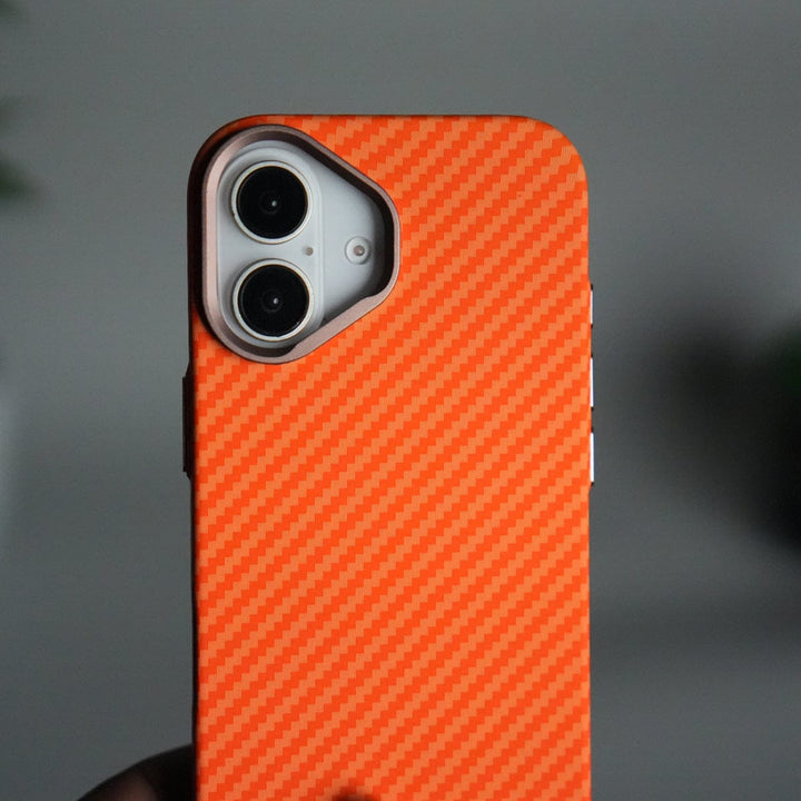 FRATO iPhone 17 Series iPhone 17 Carbon Fiber Texture Design Hard Pc MagSafe Case Cover OrangeCarbon