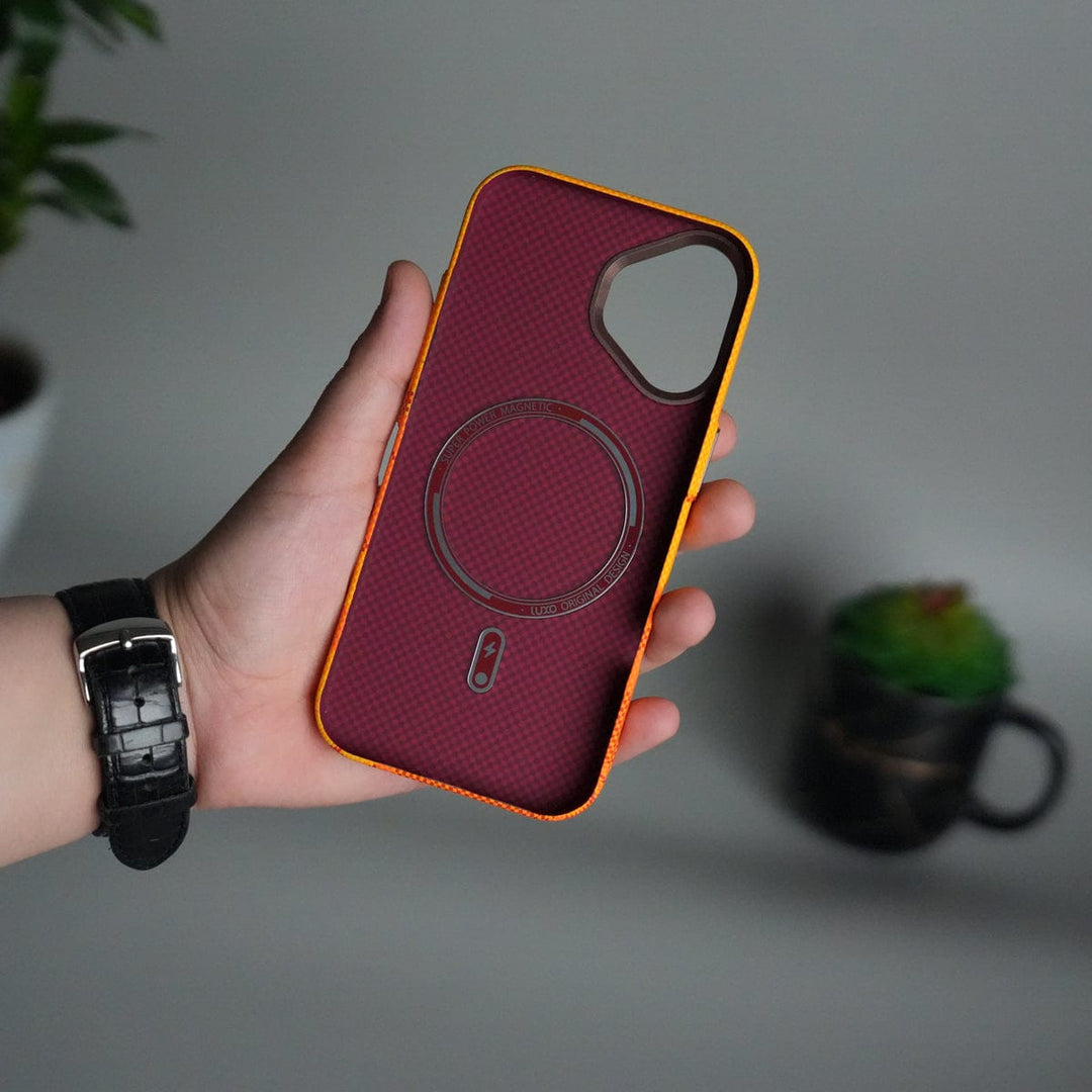 FRATO iPhone 17 Series iPhone 17 Carbon Fiber Texture Design Hard Pc MagSafe Case Cover YellowHill