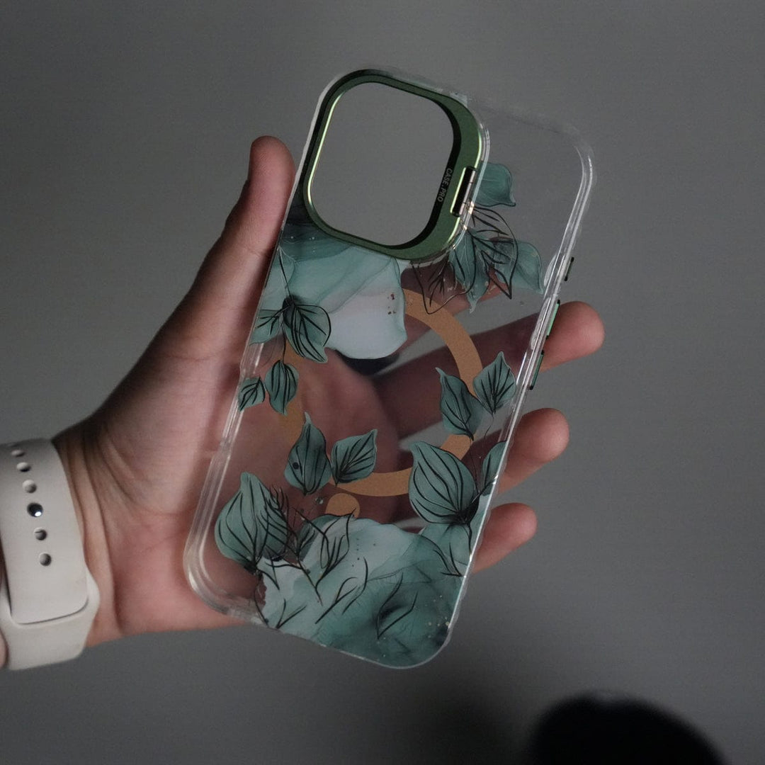 FRATO iPhone 17 Series iPhone 17 FloraCrystal Clear Floral Design Case with Color Metal Camera Stand Frame