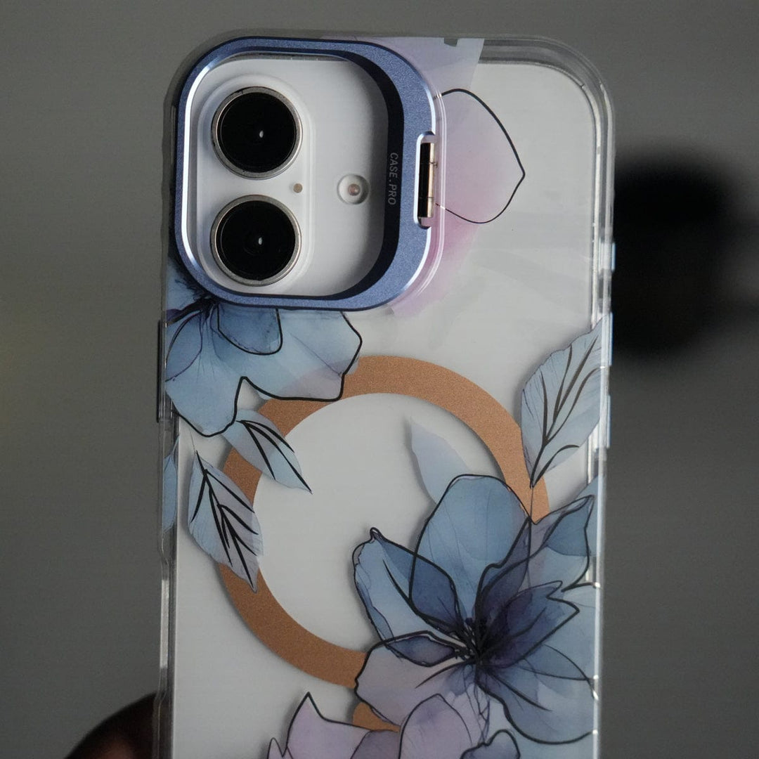 FRATO iPhone 17 Series iPhone 17 FloraCrystal Clear Floral Design Case with Color Metal Camera Stand Frame