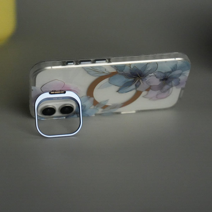 FRATO iPhone 17 Series iPhone 17 FloraCrystal Clear Floral Design Case with Color Metal Camera Stand Frame