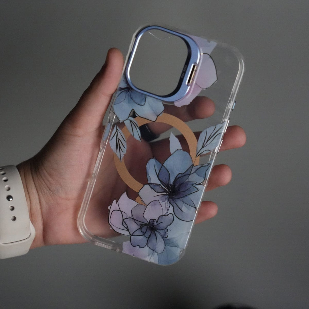 FRATO iPhone 17 Series iPhone 17 FloraCrystal Clear Floral Design Case with Color Metal Camera Stand Frame