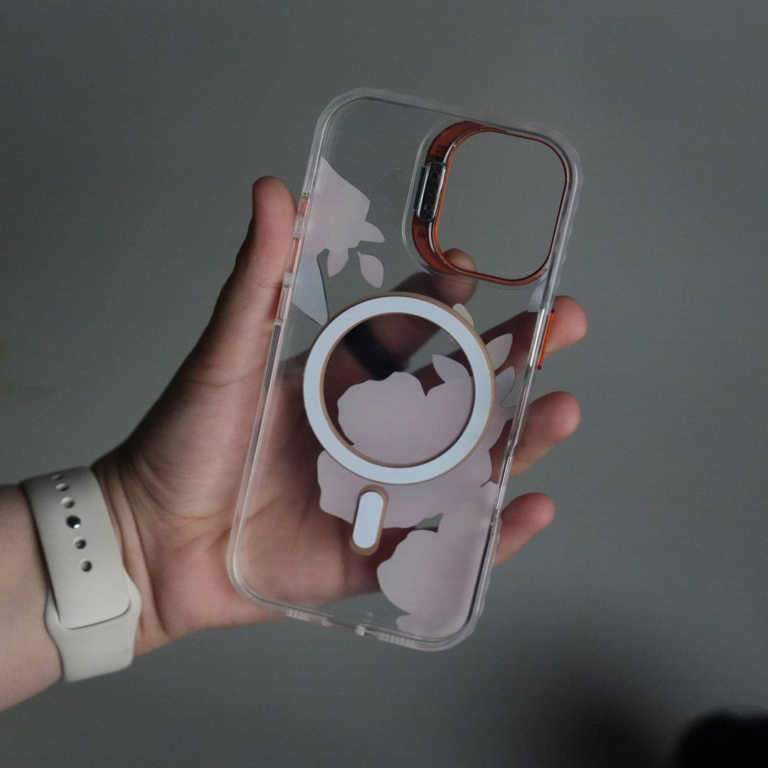 FRATO iPhone 17 Series iPhone 17 FloraCrystal Clear Floral Design Case with Color Metal Camera Stand Frame
