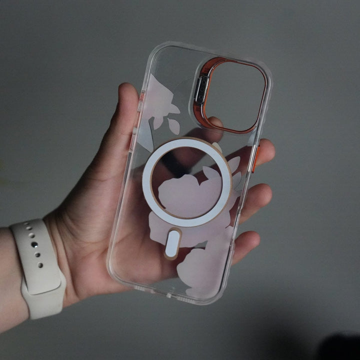 FRATO iPhone 17 Series iPhone 17 FloraCrystal Clear Floral Design Case with Color Metal Camera Stand Frame