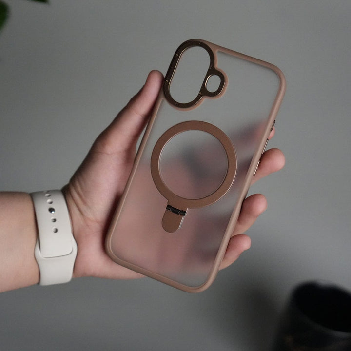 FRATO iPhone 17 Series iPhone 17 Frosted Case with Metal Camera Bump &amp; Metal Kickstand | Shockproof Matte Hybrid Cover