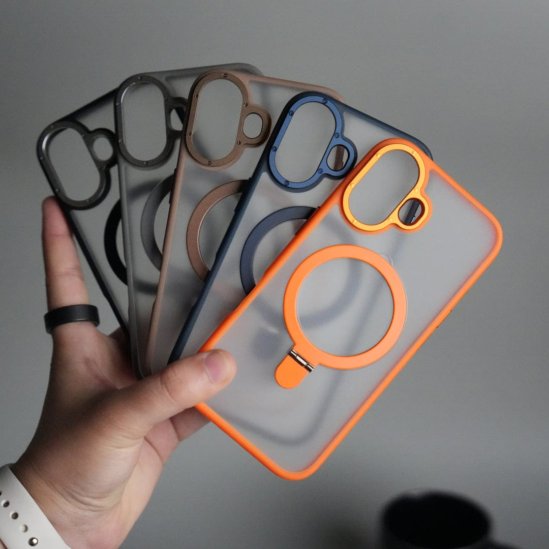 FRATO iPhone 17 Series iPhone 17 Frosted Case with Metal Camera Bump & Metal Kickstand | Shockproof Matte Hybrid Cover