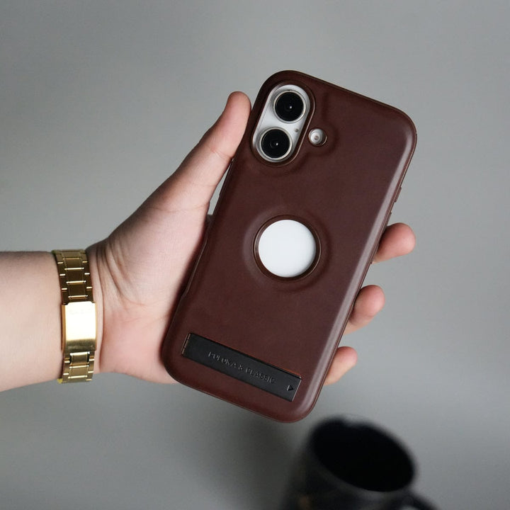 FRATO iPhone 17 Series iPhone 17 Full PU Leather Inbuilt Metal Stand Case Cover