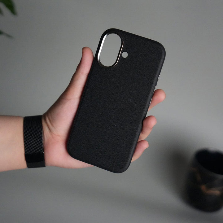 FRATO iPhone 17 Series iPhone 17 Leather Texture Design PVC Case With Metal Camera Bump