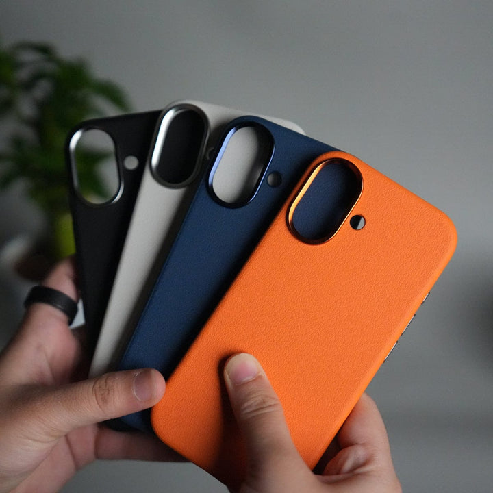 FRATO iPhone 17 Series iPhone 17 Leather Texture Design PVC Case With Metal Camera Bump