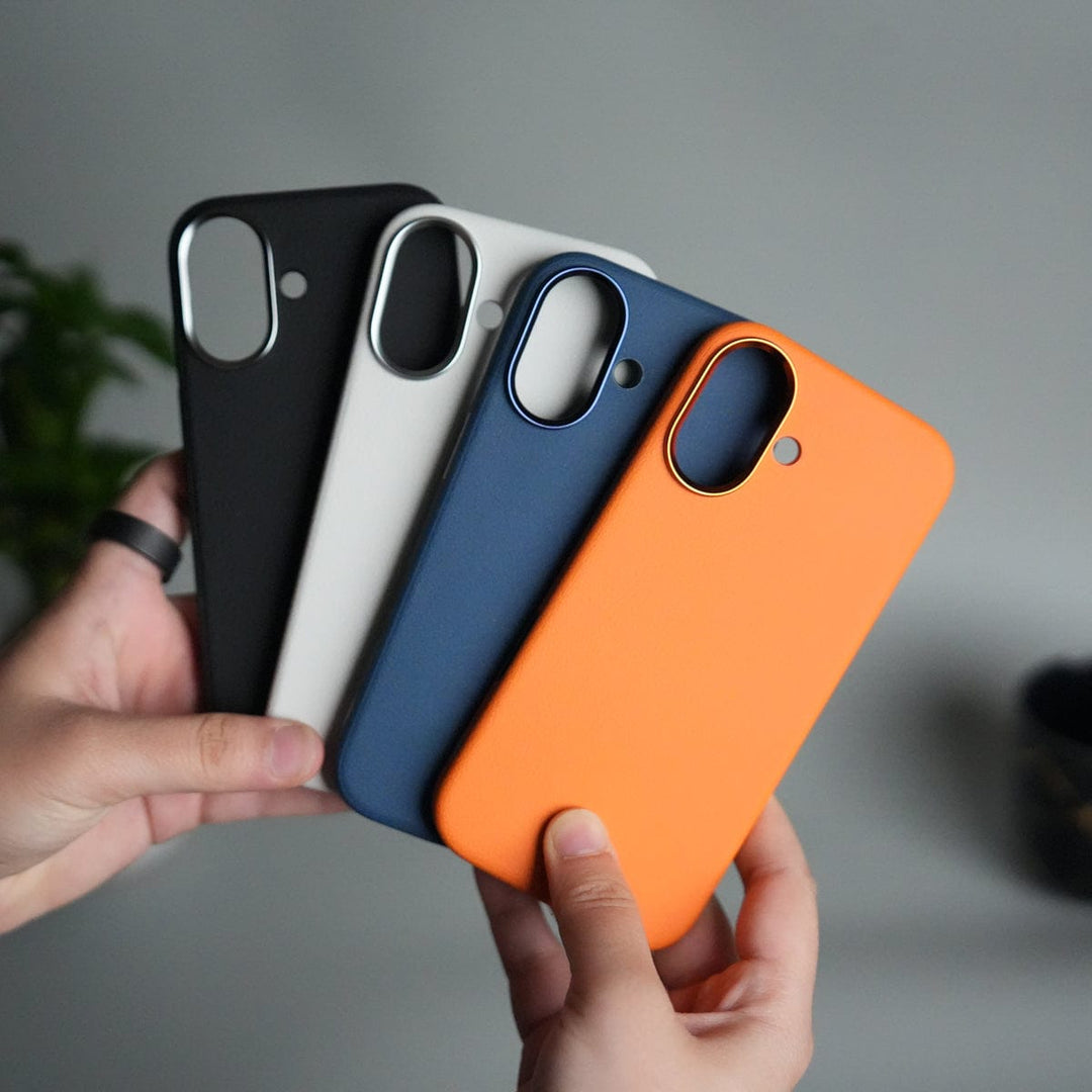 FRATO iPhone 17 Series iPhone 17 Leather Texture Design PVC Case With Metal Camera Bump