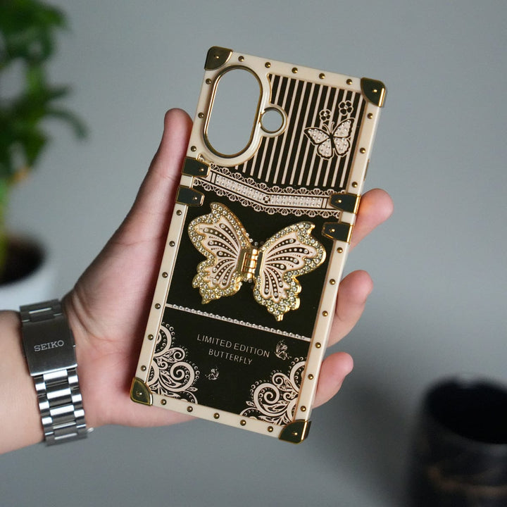 FRATO iPhone 17 Series iPhone 17 Luxury Butterfly Case | Trunk Frame Shockproof Cover with 3D Butterfly | Premium Limited Edition Design