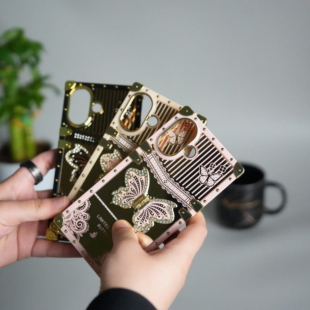 FRATO iPhone 17 Series iPhone 17 Luxury Butterfly Case | Trunk Frame Shockproof Cover with 3D Butterfly | Premium Limited Edition Design